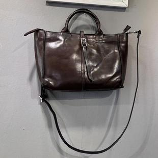 真皮公文包重工洗水全植鞣皮头层牛皮大气时尚手提单肩斜挎机车包