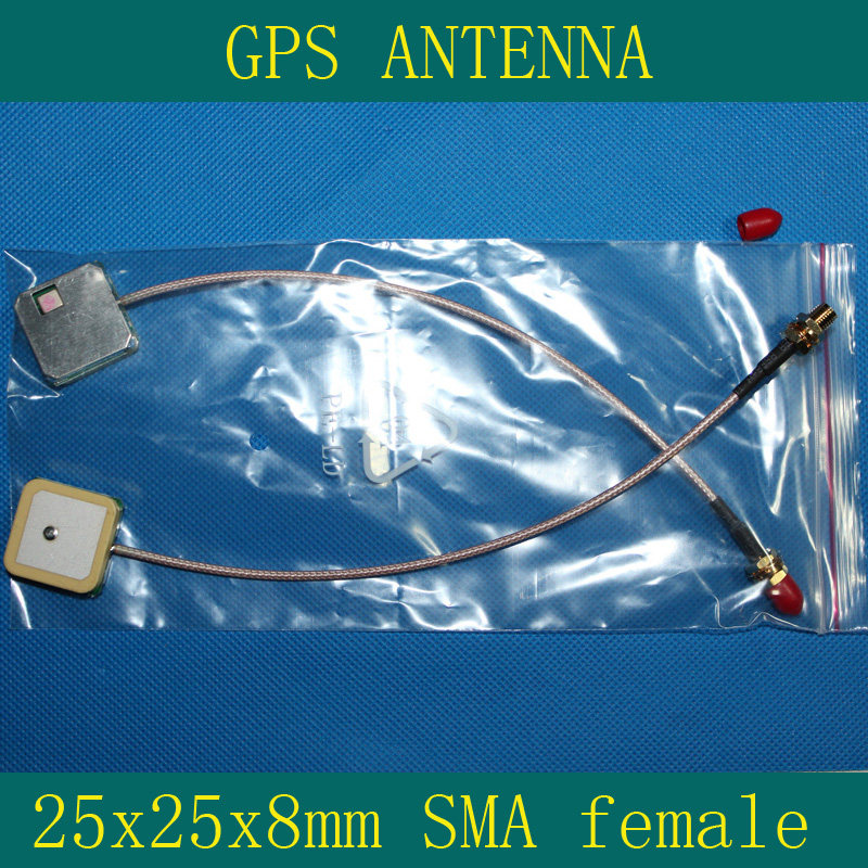 GPS/陶瓷天线/25x25x8mm/双级放大/高增益/SMA母/内孔外螺纹