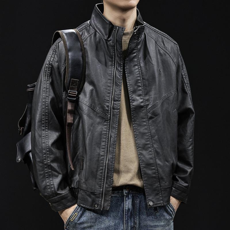 高级感机车皮衣外套男春秋2025新款男士短款衣服大码美式潮牌秋季