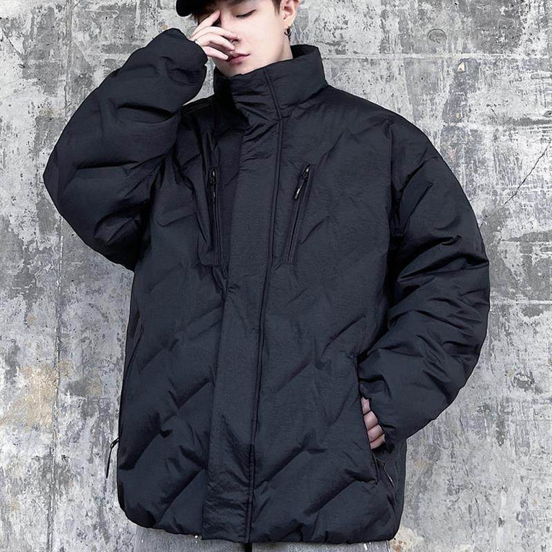 SOP高级感冬季冲锋衣户外立领通勤黑色羽绒服男大码宽松短款外套