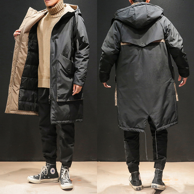 冬季加厚中长款羽绒服男潮牌胖子