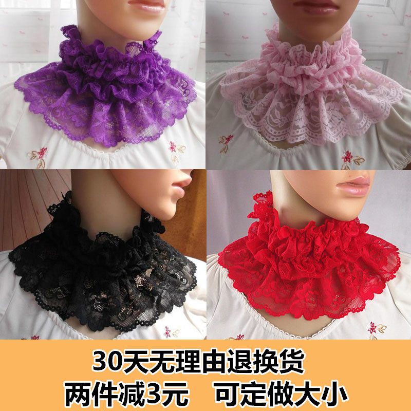 레이스 넥 링 다목적 넥 링 레트로 레이스 칼라 봄 가을 여성 따뜻한 가짜 터틀넥 풀오버 가짜 칼라