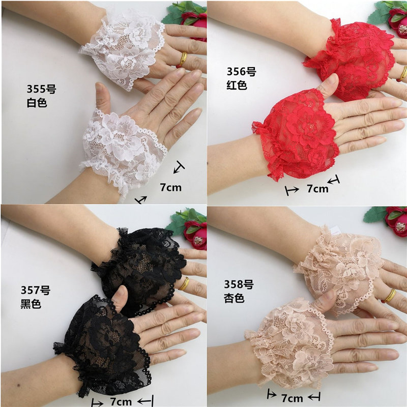 SWEATER SWEATER SWEATER INNER LAYER WOMENS FALSE SLEEVES WRIST GUARDS GLOVES LACE CUFFS VERSATILE BLACK AND WHITE LACE SHIRT SLEEVES