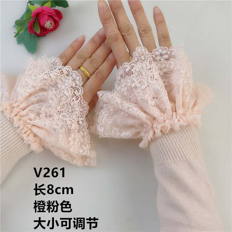 KOREAN VERSION OF PRINCESS FAN DARK BLUE RED LACE CUFFS FAKE SLEEVES GIRLS SWEATER SLEEVES SCAR COVER TATTOO SET BRACELET