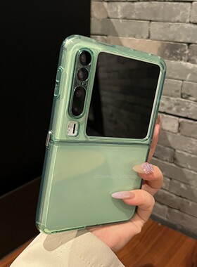 【高级感】透明软壳绿色适用华为purax手机壳pocket2两件套p50折叠vivoXflip防摔荣耀Vflip2女N3flip简约nova