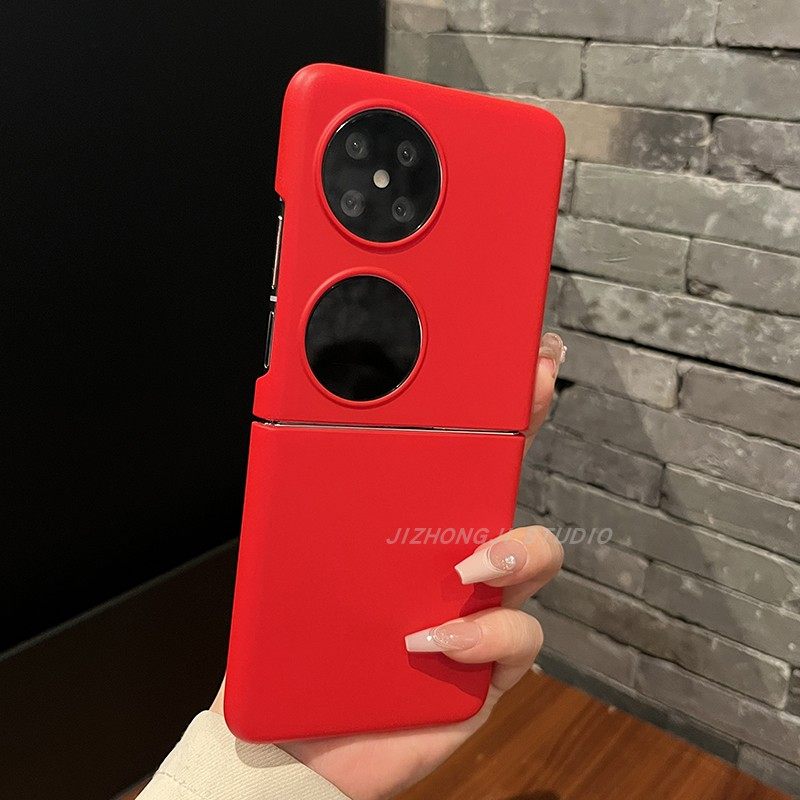 【高级感】超薄肤感大红色适用华为puraX手机壳pocket2折叠屏zflip6硬壳n3女oppo N2flip简约小米Xflip保护套,3C数码配件,手机保护套/壳,淘宝优惠券,粉丝福利购,淘宝优惠卷