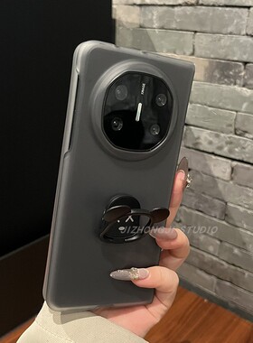 【高级感】超薄磨砂硬壳黑色熊头支架适用华为matex6手机壳可折叠x6翻盖防摔X5/X3两件套OPPOfindN5女款n2/n3