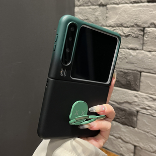 mixflip2超薄肤感Vflip2简约女zflip7防摔个性 渐变墨绿黑熊头支架适用华为puraX手机壳pocket2新款 高级感