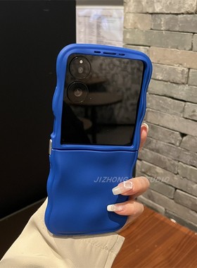【高级感】波浪陨石纹硅胶克莱因蓝色适用华为pocket2手机壳p50可折叠zflip6/5/4荣耀Vflip女N2flip个性Xflip