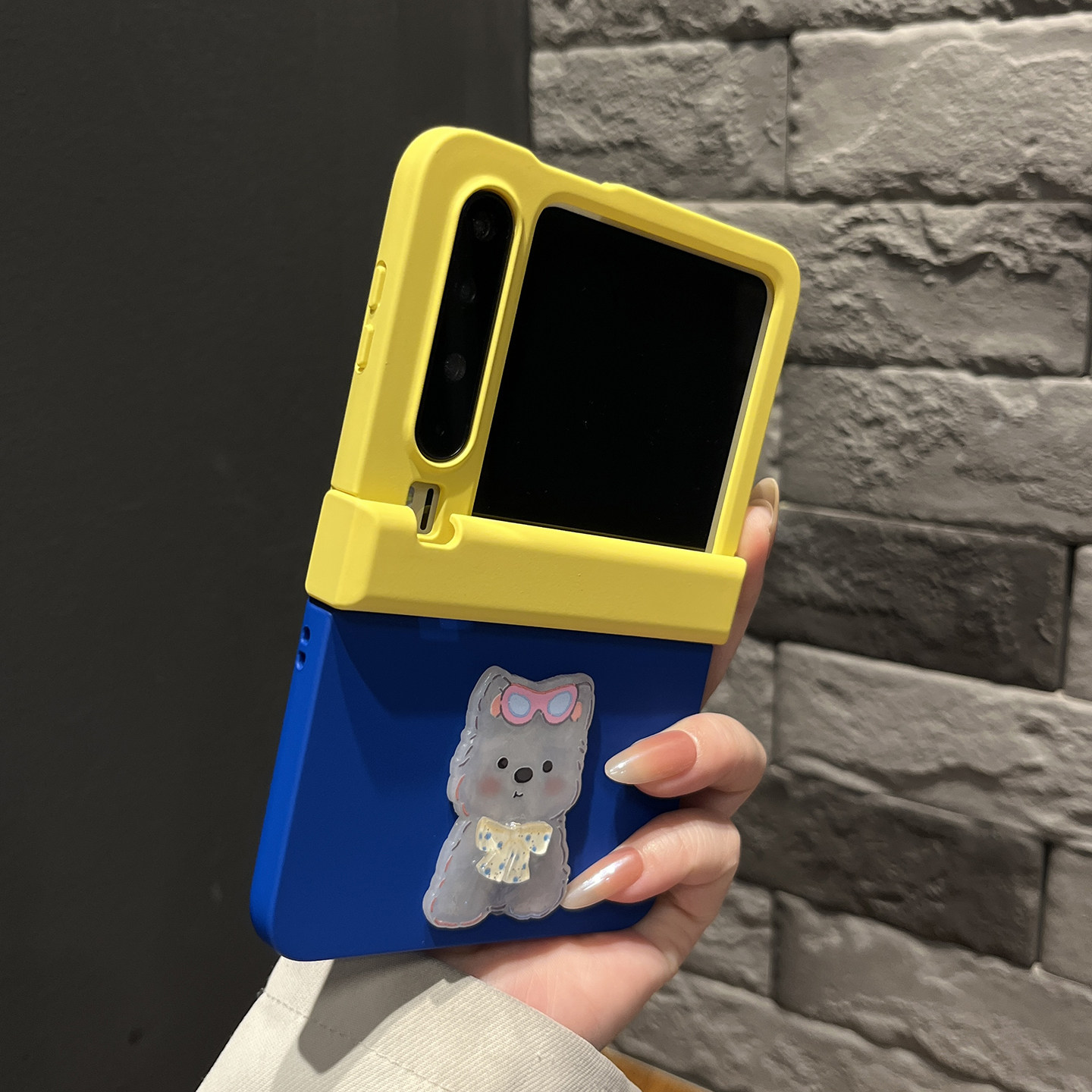 【高级感】新款中轴拼色黄蓝蝴蝶结狗适用华为puraX手机壳简约个性折叠三件套purax翻盖防摔韩系女款全包外壳,3C数码配件,手机保护套/壳,淘宝优惠券,粉丝福利购,淘宝优惠卷