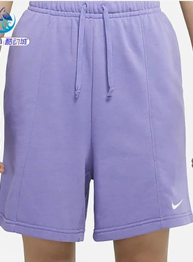 耐克Nike 女子高级紫色毛圈小勾logo运动休闲短裤FD6856-525-068
