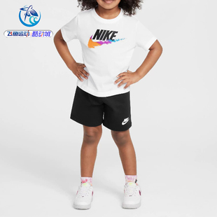耐克Nike 男女幼童针织舒适夏季运动休闲短袖短裤套装II6485-010