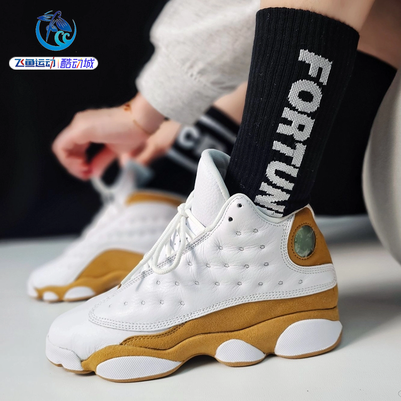 耐克Nike Jordan Air 13大童女子黄白色中帮耐磨篮球鞋DJ3003-171