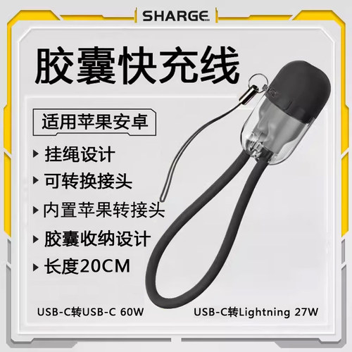 闪极20厘米苹果口C口快充线短线