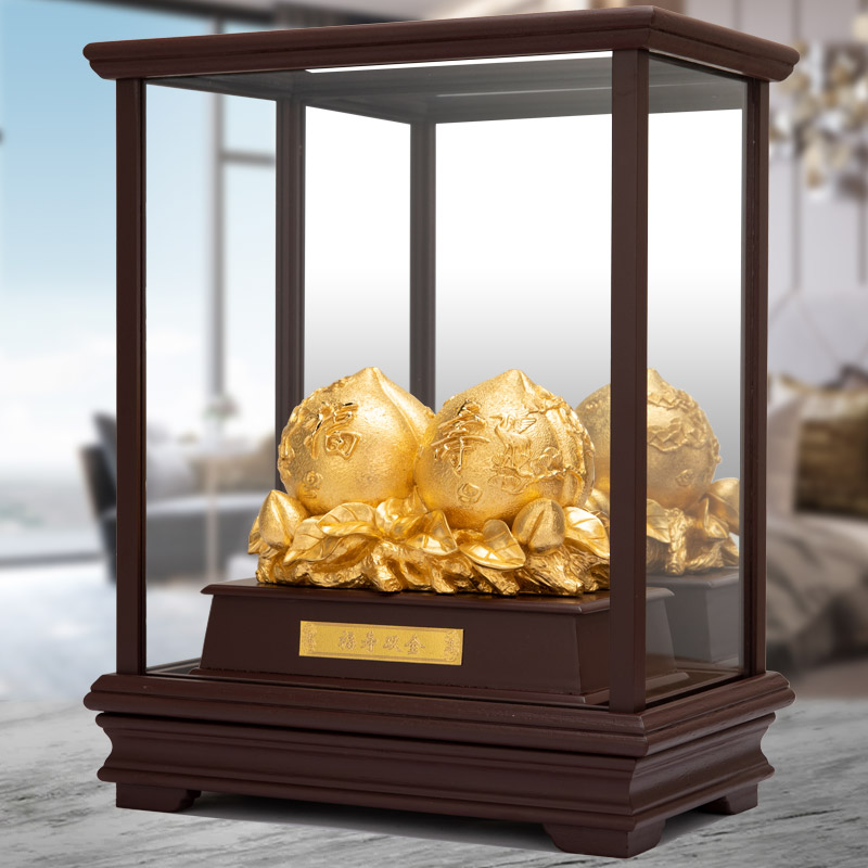 足金金箔寿桃送长辈老人生日礼物祝寿礼大寿贺寿辰实用工艺品摆件