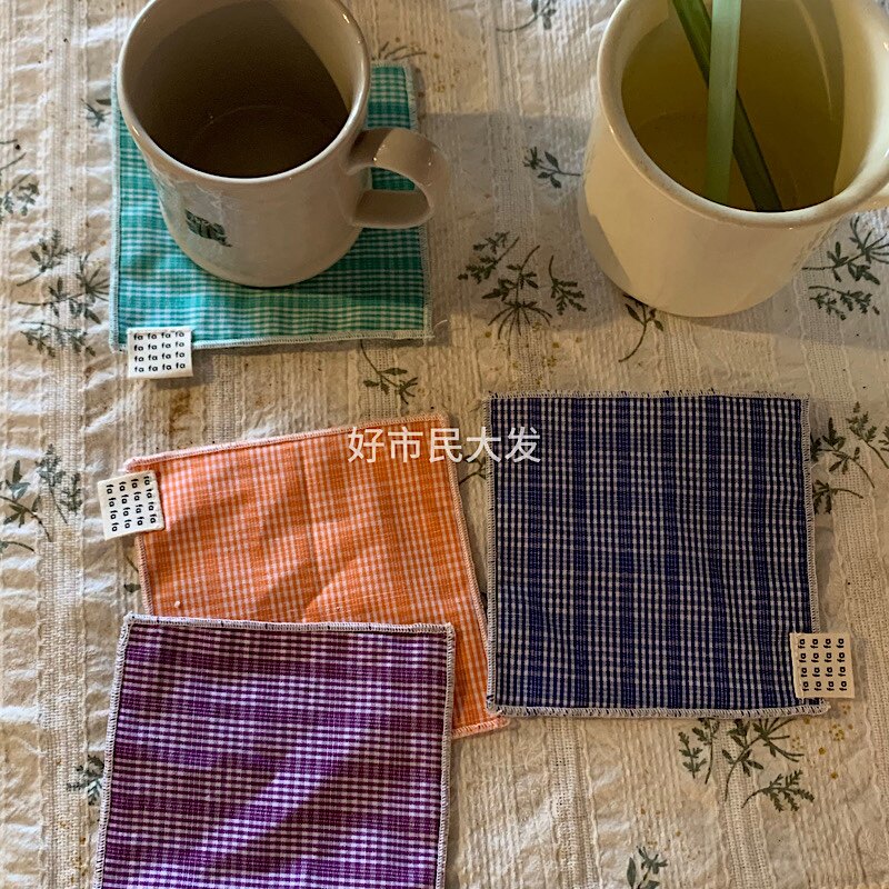 好市民大发 自制彩色细条纹格纹多色桌面咖啡饮料装饰杯垫隔热垫