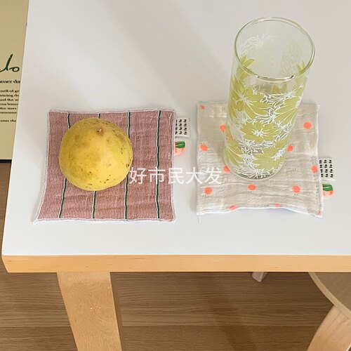 好市民大发 韩国面料自制双面波点杯垫可爱精致生活氛围感拍照ins