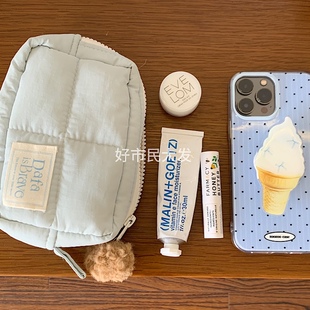 好市民大发自制布艺毛球球收纳化妆包便携式旅游出差洗漱包数据线