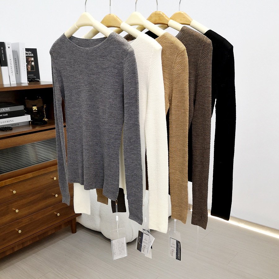 HEART 扬子纱线高端可机洗羊毛打底衫 水波纹30美丽诺羊毛上衣