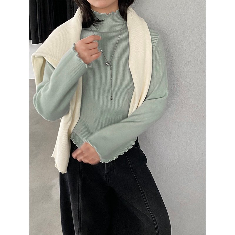 HEART 加绒宽松针织半高领木耳边打底衫2025冬新款洋气毛衣,女装/女士精品,毛衣,淘宝优惠券,粉丝福利购,淘宝优惠卷