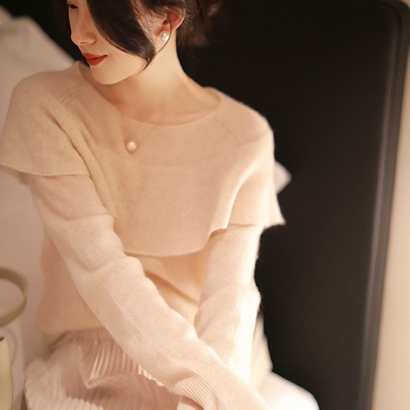 HEART 亲肤设计感宽松羊毛衫休闲风毛衣长袖女上衣针织毛衫