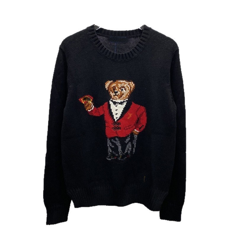 HEART山 有标爆款羊毛混纺提花卡通熊高品质小众秋冬毛衣女弹力大