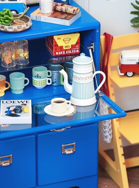 玩具】仿金属/塑料玻璃柜 6分娃屋餐厅厨房微缩模型摆件