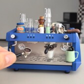 商用咖啡机 玩具 蓝绿黑 6分娃屋餐厅厨房微缩模型摆件