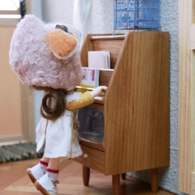 玩具】书报柜/边柜/置物架收纳架 6分blythe迷你模型娃娃屋24023