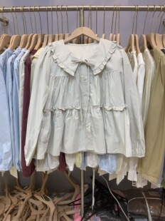 衬衫 雅琳娜9101秋季 娃娃上衣系带宽松长袖 欧美女装 新款