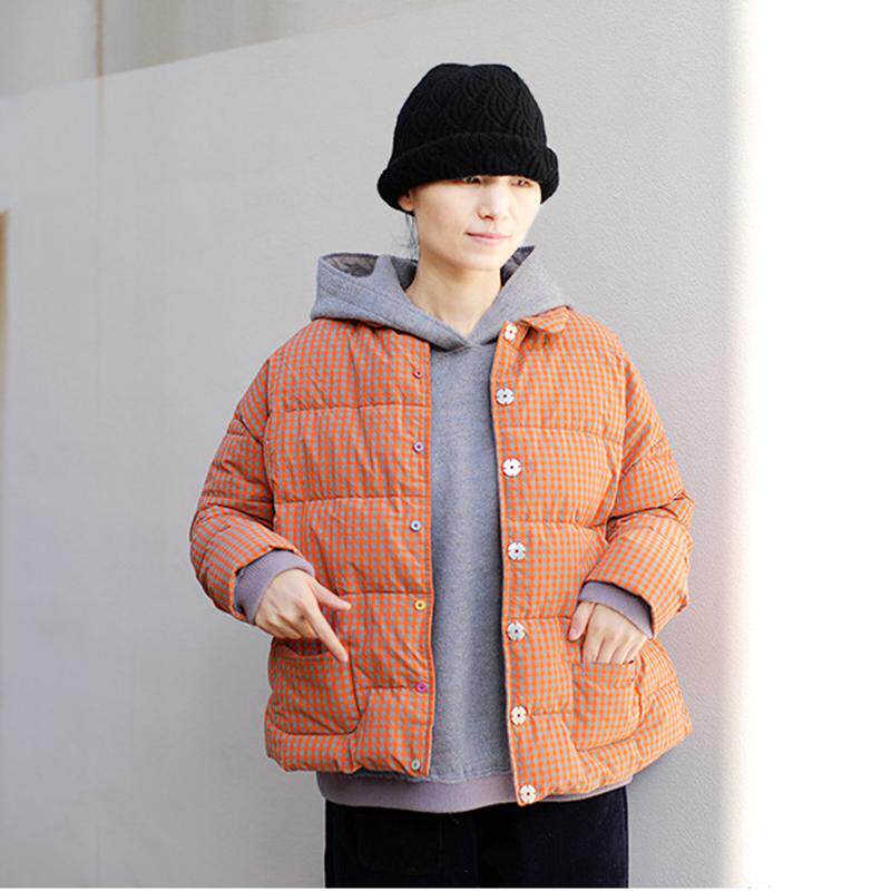 高密长绒棉复古短款白鹅绒羽绒服