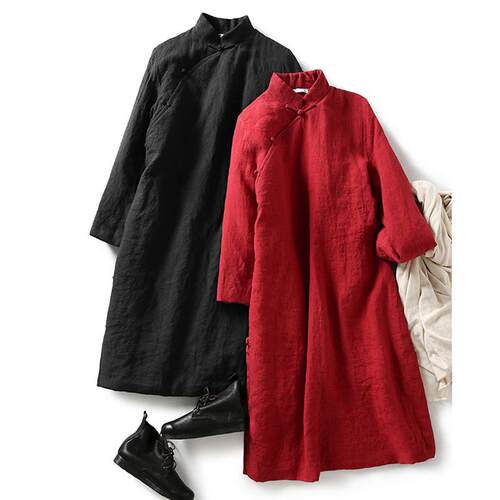 旗袍改良冬季文艺复古新中式棉服