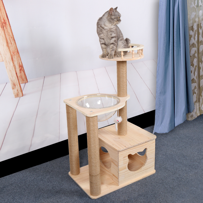 实木猫爬架天然松木实木实心爬柱