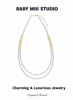 双层珍珠项链女金色麦穗长项链