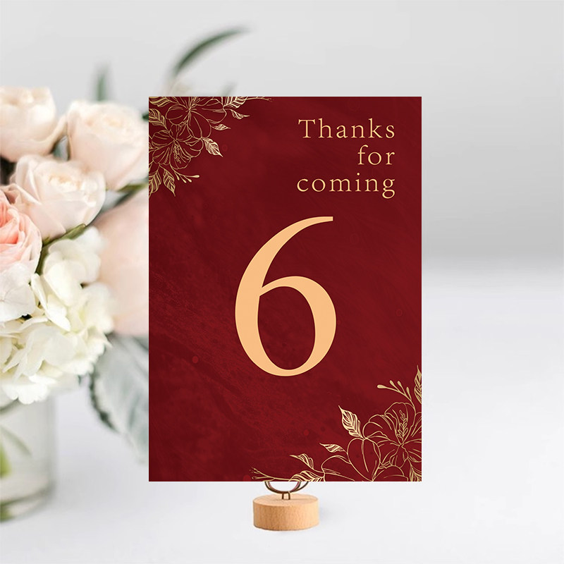 定制中式婚礼席位卡桌卡订婚座位牌网红同款婚宴立牌 号码牌 年会