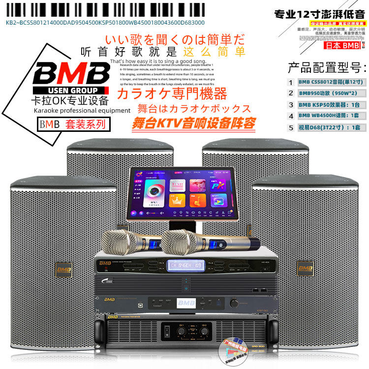 卡拉OK音响套装全套BMB音箱设备日本BMB CSS8012全频音箱卡拉OK