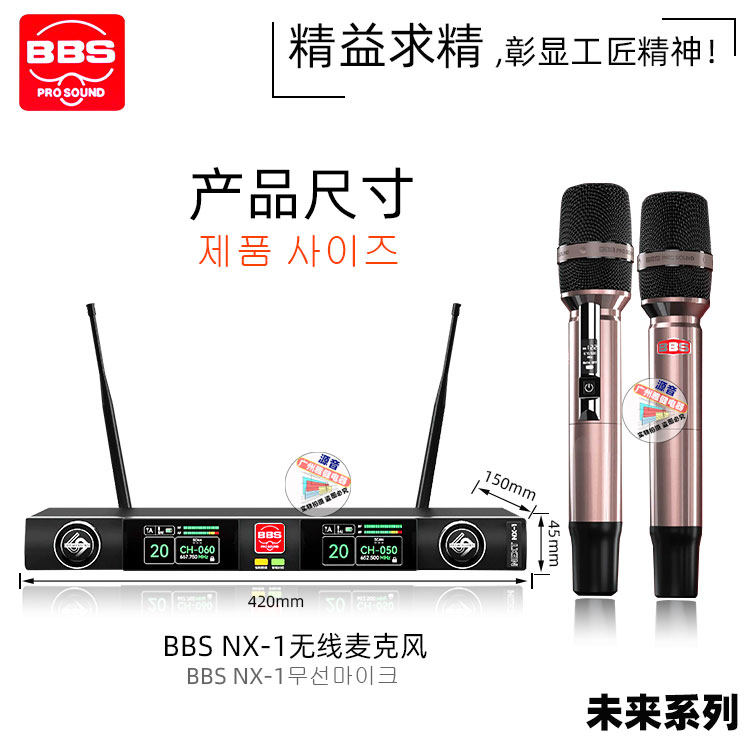 NX-1未来系列BBS无线话筒一拖二U段调频舞台演出KTV家庭K歌麦克风