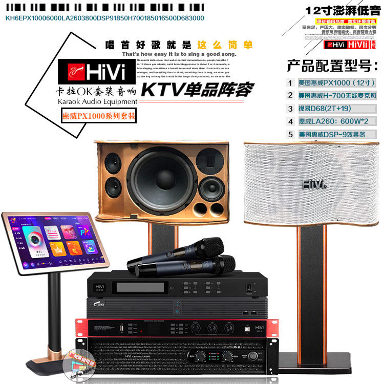 Hivi惠威 PX1000家用套装音箱KTV卡拉OK套装音响家庭影院点歌设备