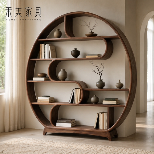 中古风北美黑胡桃木博古架可定制