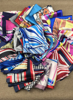 新款韩版小丝巾女百搭装饰职业领巾薄款围纱巾春秋条纹时尚方巾