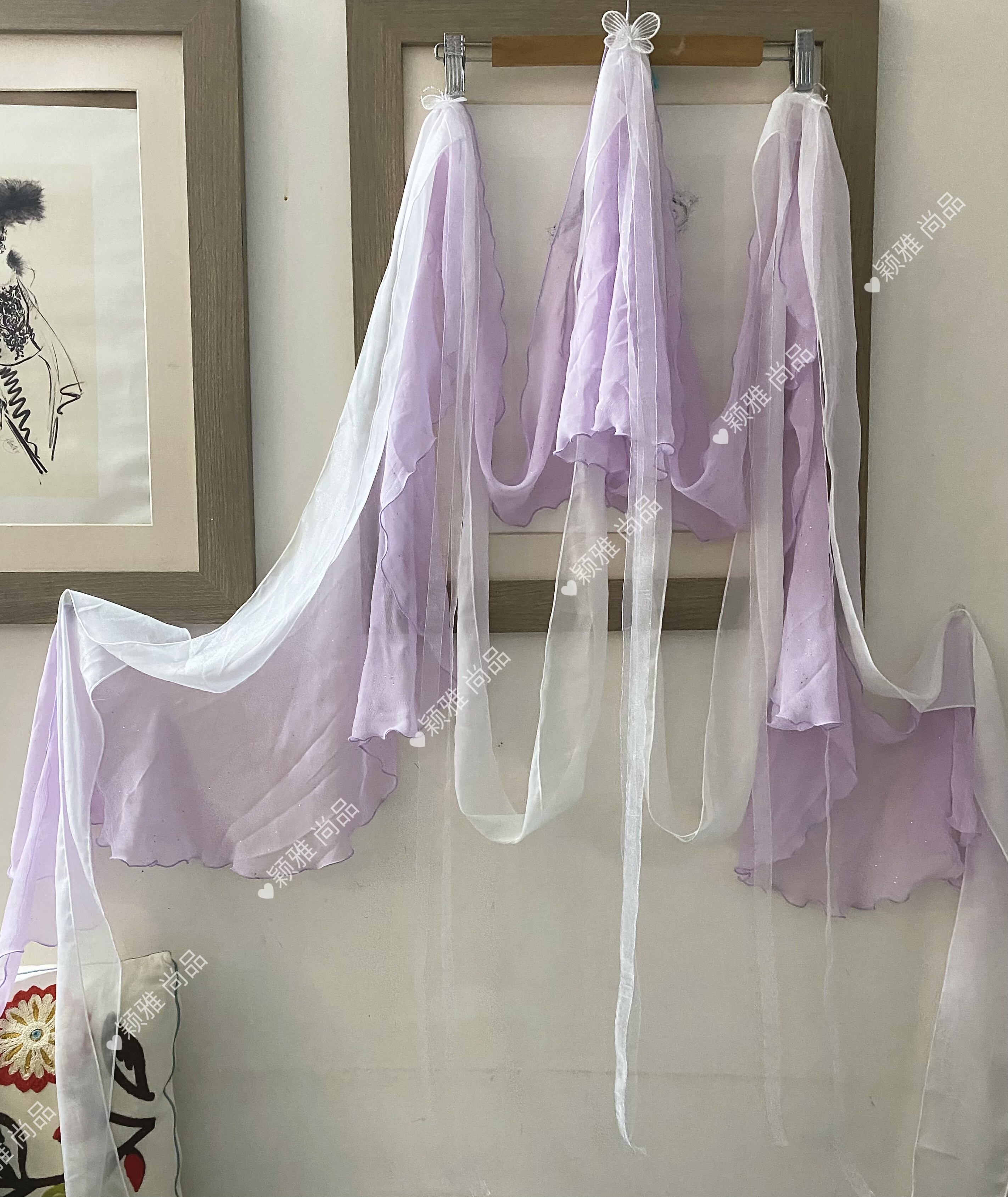 全新 挂指指尖披帛2层异型披帛 拼接长巾 汉服cos长飘带