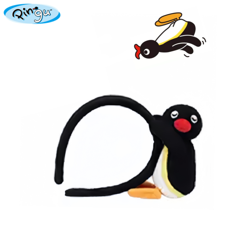 正版PINGU企鹅家族毛绒公仔发箍趴趴玩偶头箍可爱女孩发饰萌发卡