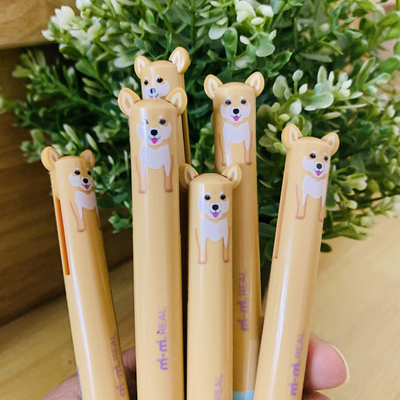 SAKAMOTO日本制造正版柴犬耳朵双色签字笔圆珠笔红黑色shiba inu
