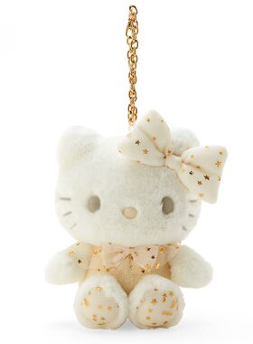日本三丽鸥正品hello kitty香槟金色毛绒公仔挂件包包吊饰凯蒂猫