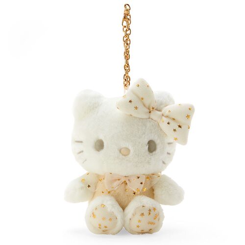 日本三丽鸥正品hello kitty香槟金色毛绒公仔挂件包包吊饰凯蒂猫