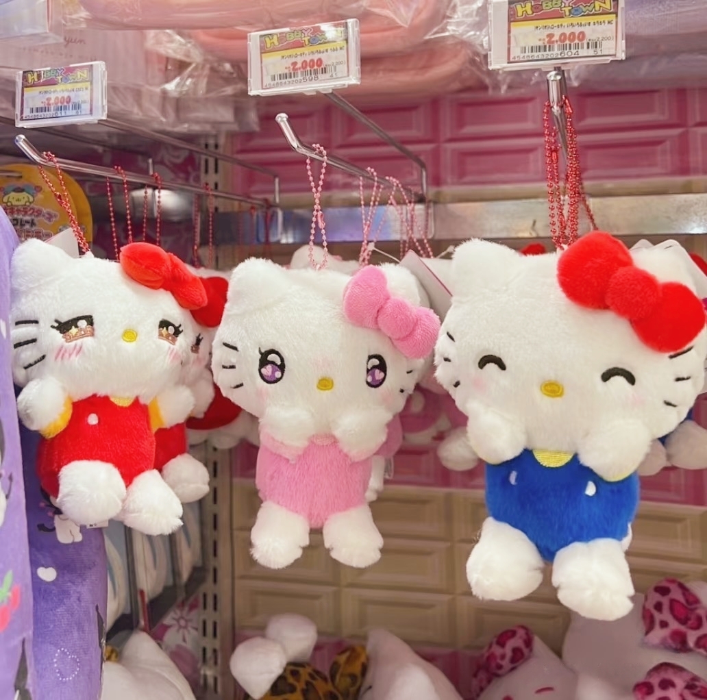 日本正品三丽鸥hellokitty挂件钥匙扣表情包毛绒公仔凯蒂猫星星眼
