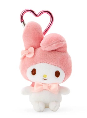 正版三丽鸥美乐蒂毛绒公仔小挂件爱心钥匙扣挂坠mymelody包包配饰