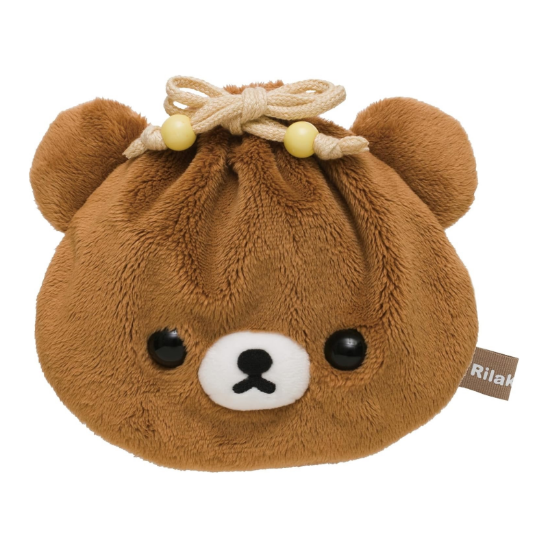日本正版轻松熊弟弟束口袋化妆包杂物文具收纳袋蜜蜂熊rilakkuma
