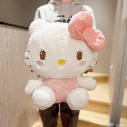 三丽鸥日本正版hello kitty粉色害羞毛绒公仔凯蒂猫大号玩偶抱枕 - 封面