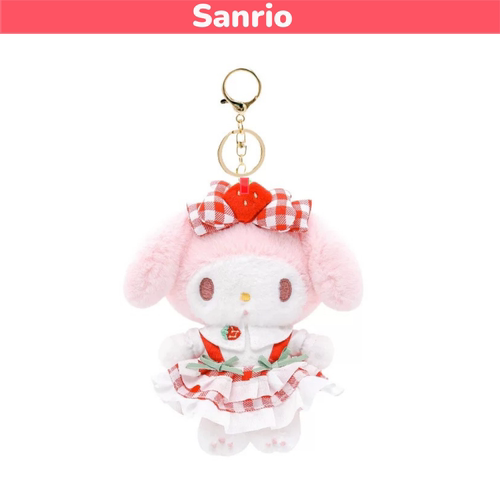 三丽鸥正品草莓裙子美乐蒂毛绒公仔玩偶包小挂件钥匙扣my melody